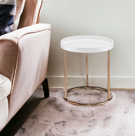 22" Copper And White Round End Table - Loft&Timber