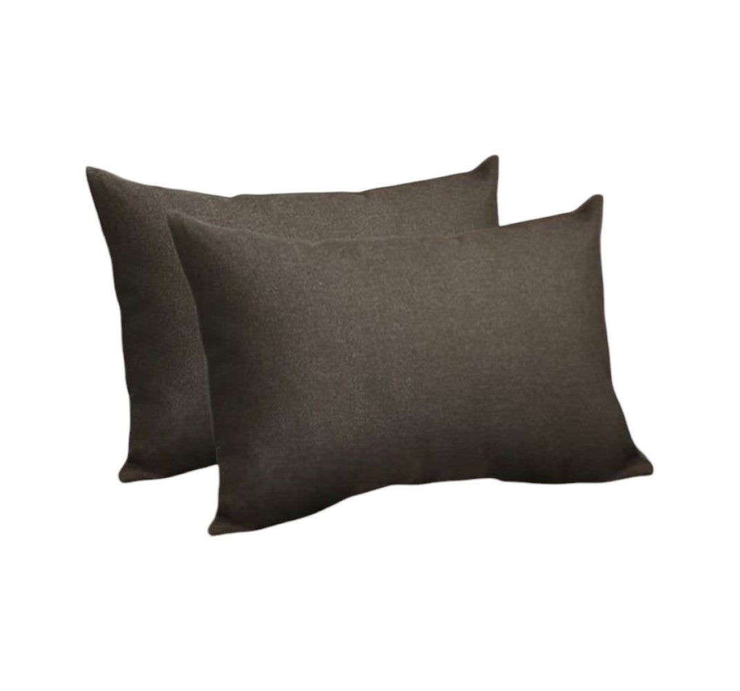 Set of Two 12" X 20" Black Fabric Lumbar Throw Pillows - Loft&Timber