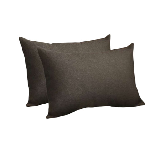 Set of Two 12" X 20" Black Fabric Lumbar Throw Pillows - Loft&Timber