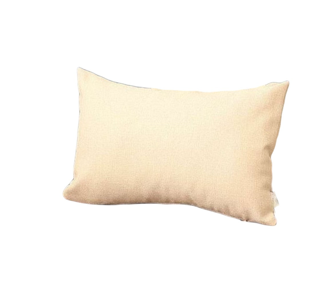 Set of Two 12" X 20" Ivory Fabric Lumbar Throw Pillows - Loft&Timber