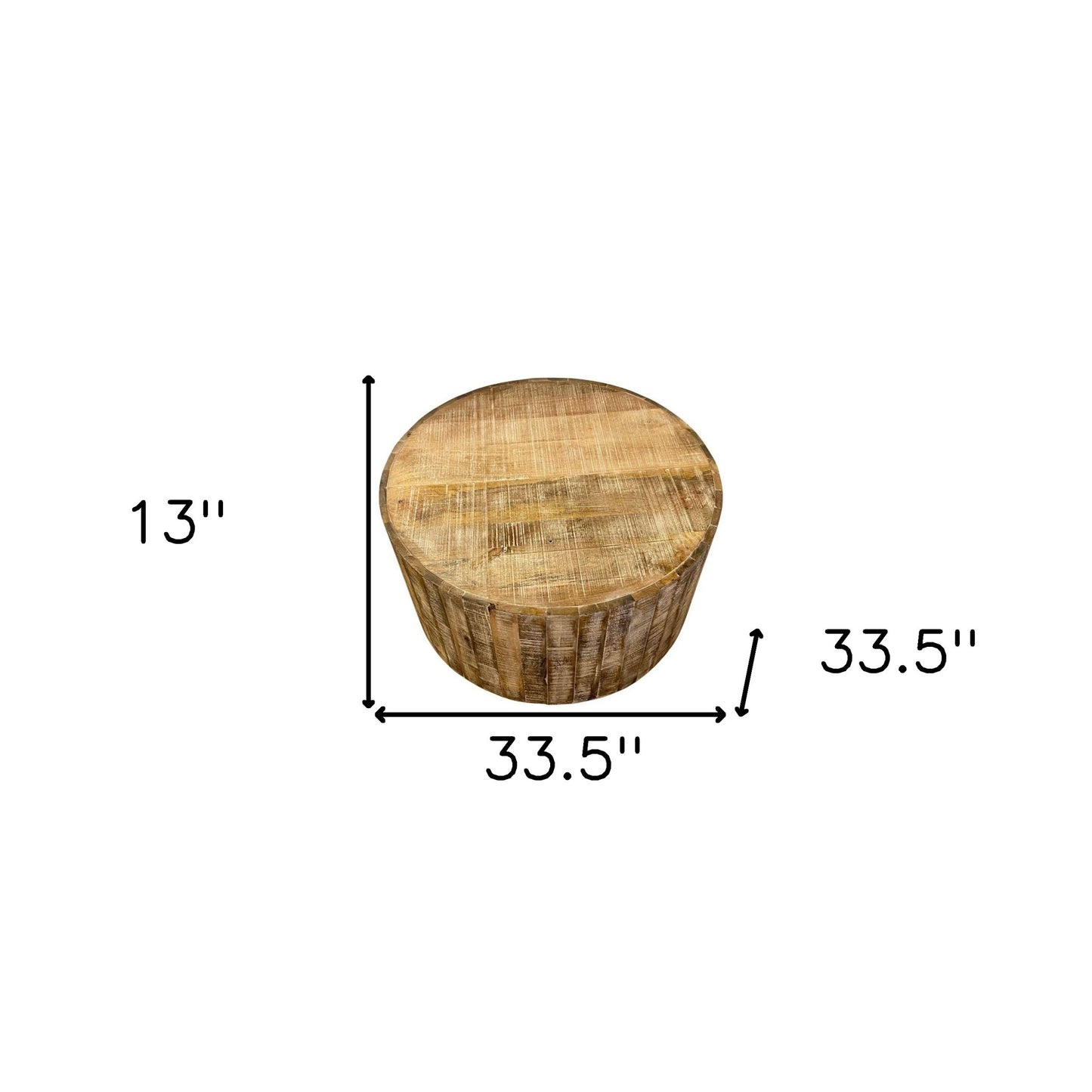 34" Natural Solid Wood Round Bunching Coffee Tables - Loft&Timber