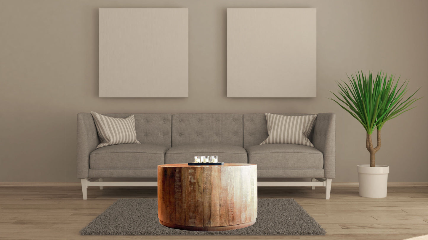34" Natural Solid Wood Round Bunching Coffee Tables - Loft&Timber