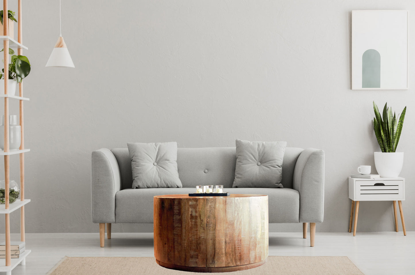 34" Natural Solid Wood Round Bunching Coffee Tables - Loft&Timber
