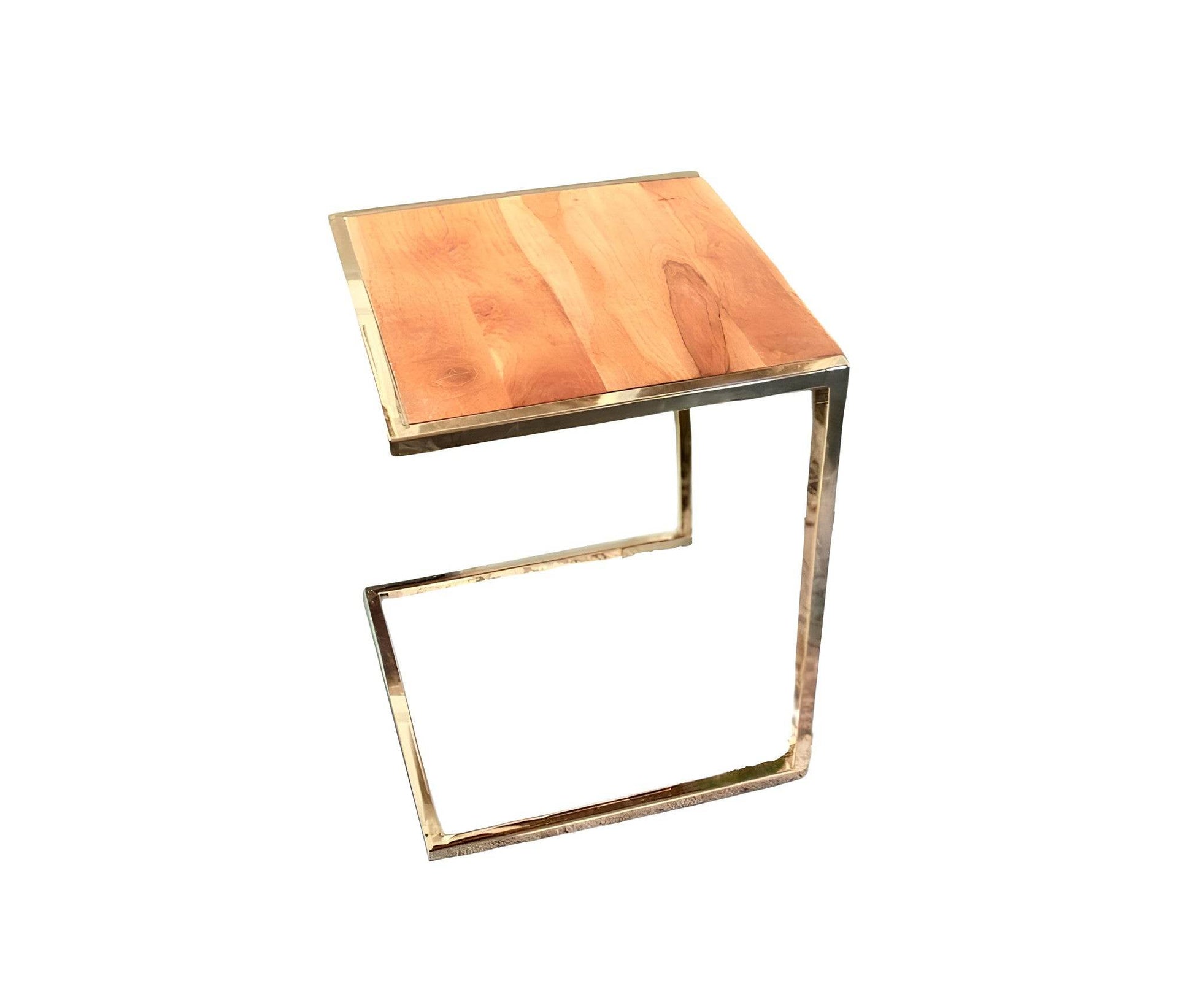 Set of Three Stylish Wood and Metal C Shaped Nesting End Tables - Loft&Timber