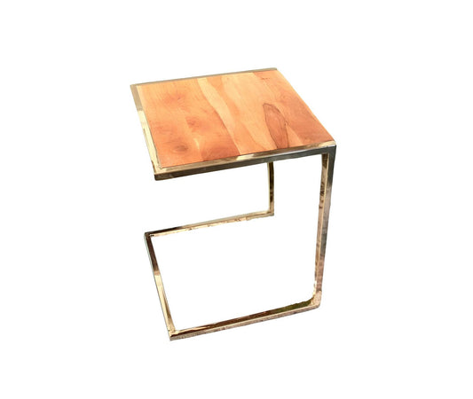 Set of Three Stylish Wood and Metal C Shaped Nesting End Tables - Loft&Timber