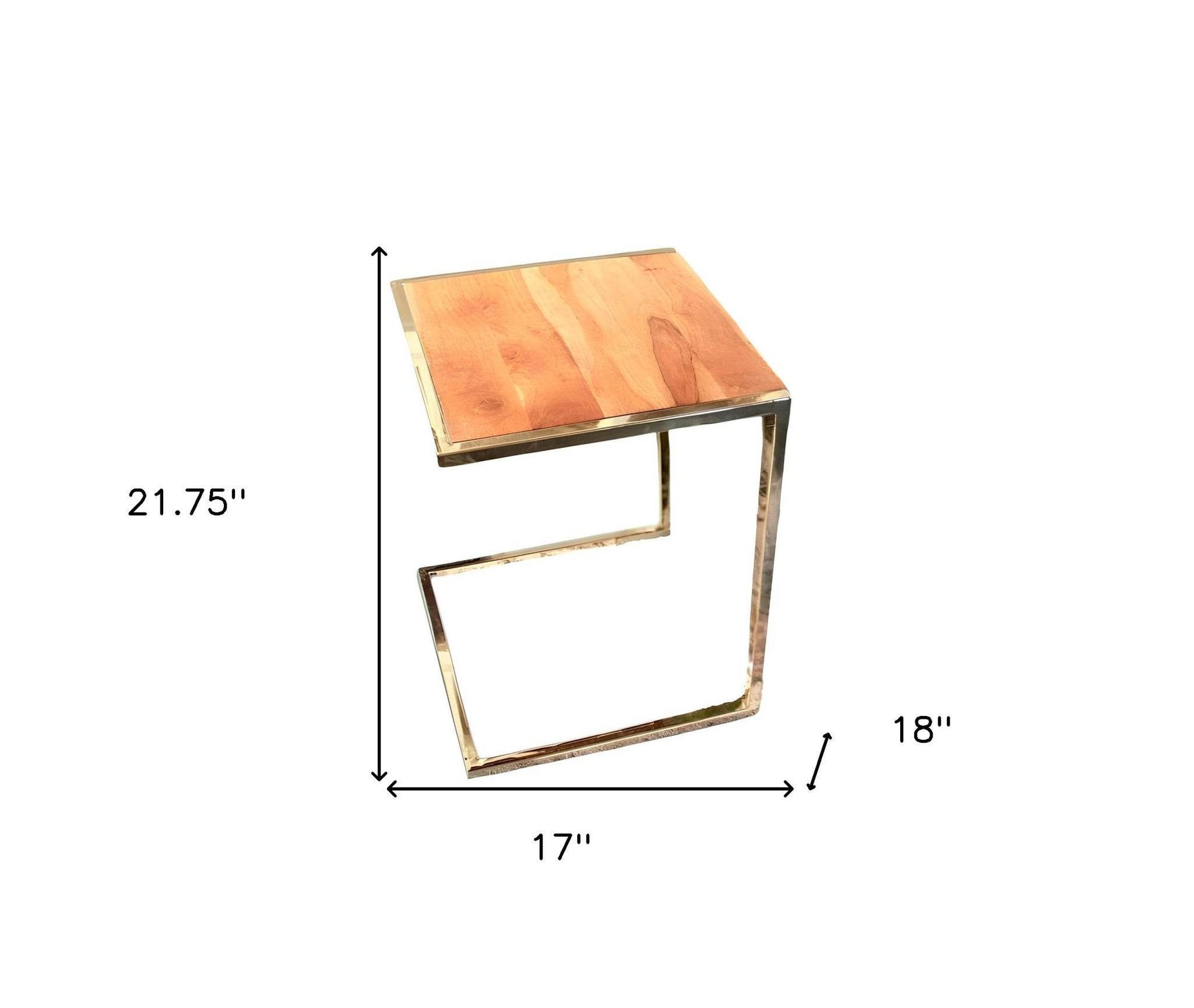 Set of Three Stylish Wood and Metal C Shaped Nesting End Tables - Loft&Timber