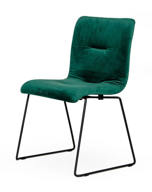 Set of Two Green and Black Upholstered Fabric Dining Side Chairs - Loft&Timber