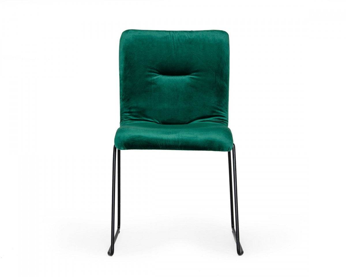 Set of Two Green and Black Upholstered Fabric Dining Side Chairs - Loft&Timber