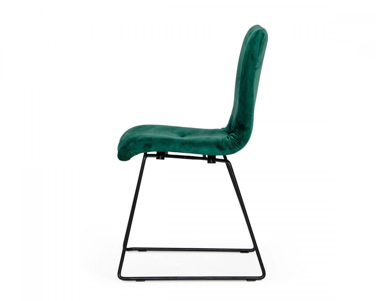 Set of Two Green and Black Upholstered Fabric Dining Side Chairs - Loft&Timber