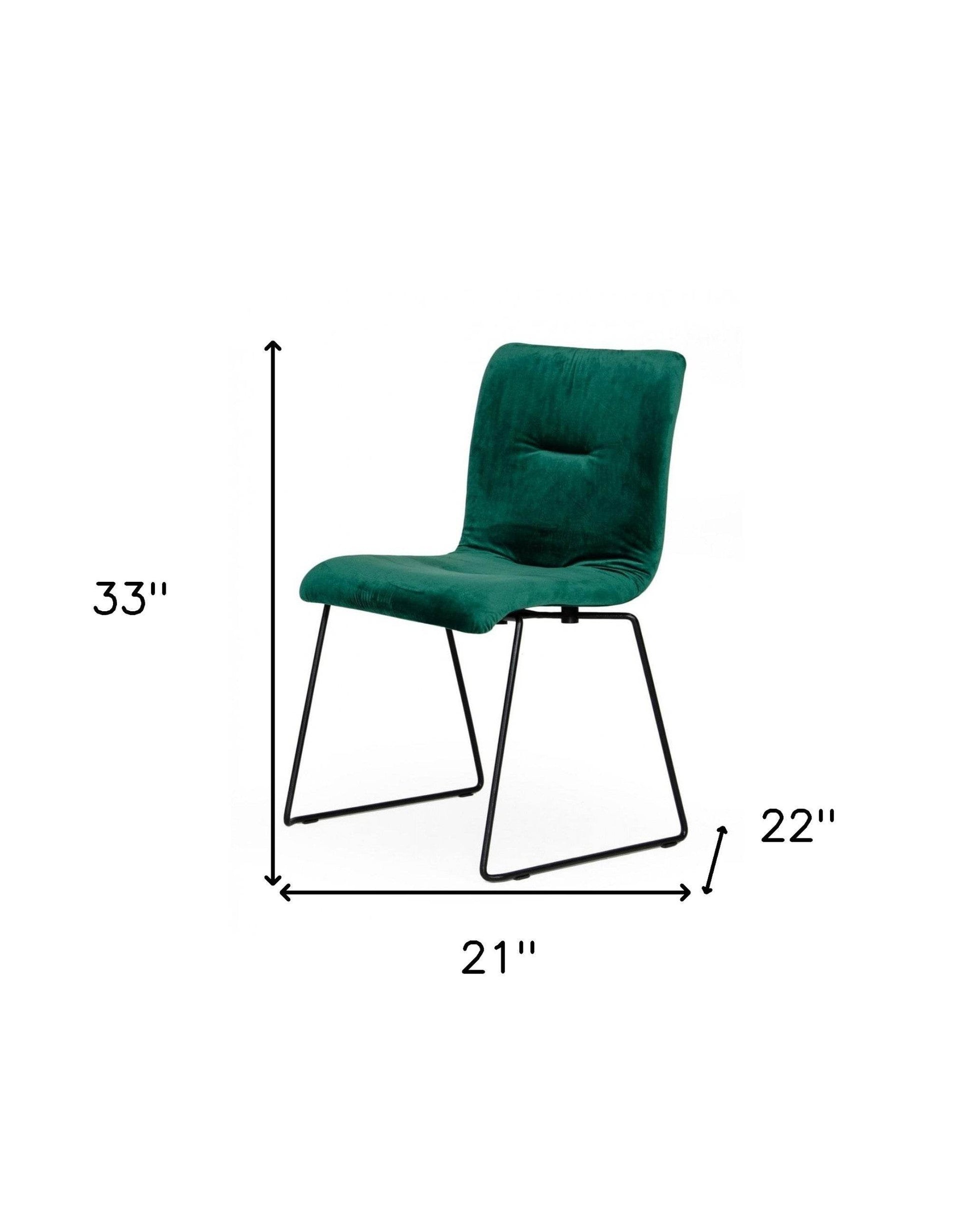 Set of Two Green and Black Upholstered Fabric Dining Side Chairs - Loft&Timber