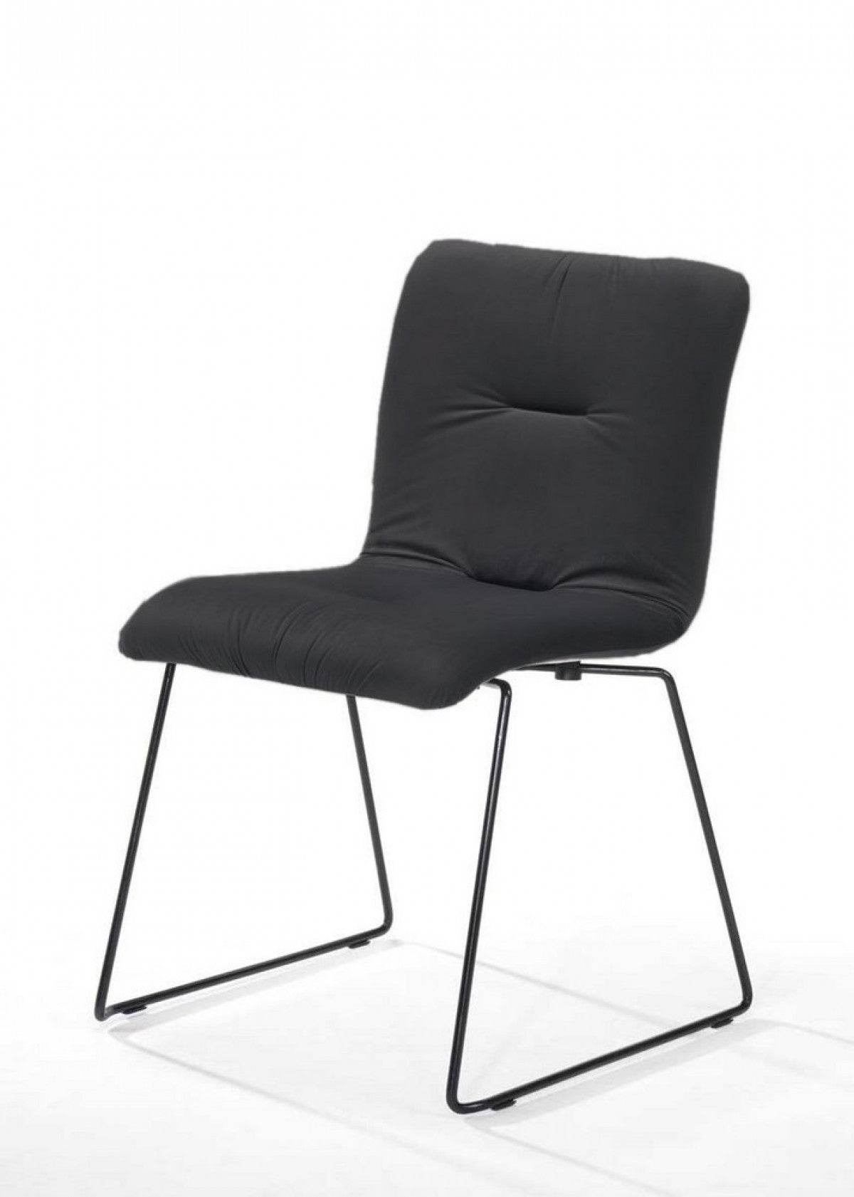 Set of Two Gray and Black Upholstered Fabric Dining Side Chairs - Loft&Timber