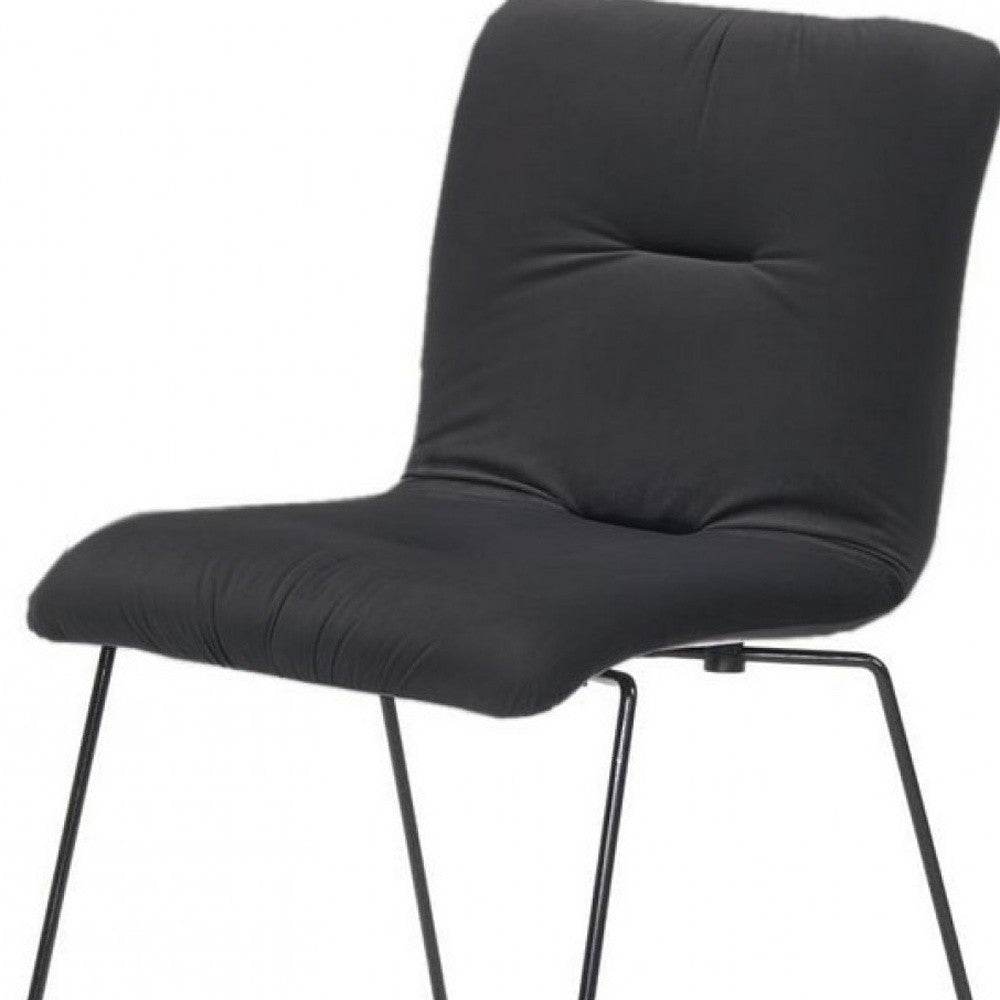 Set of Two Gray and Black Upholstered Fabric Dining Side Chairs - Loft&Timber