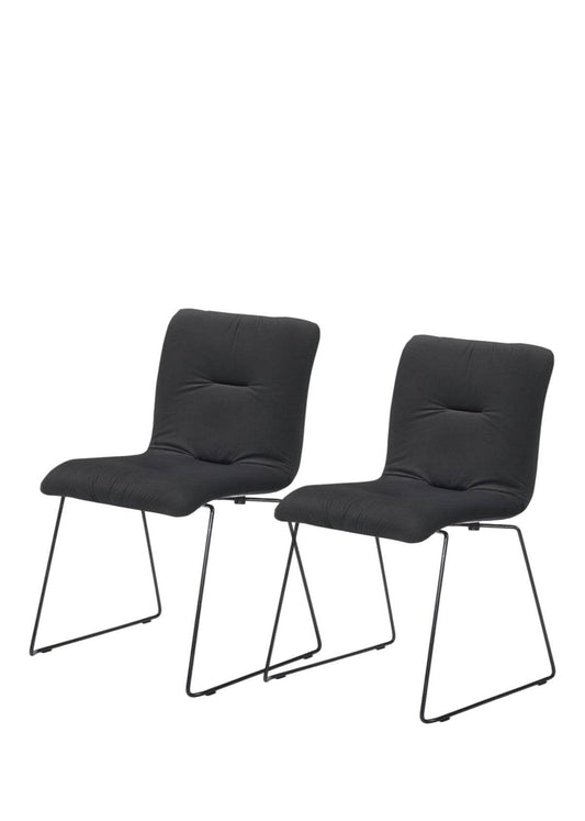 Set of Two Gray and Black Upholstered Fabric Dining Side Chairs - Loft&Timber