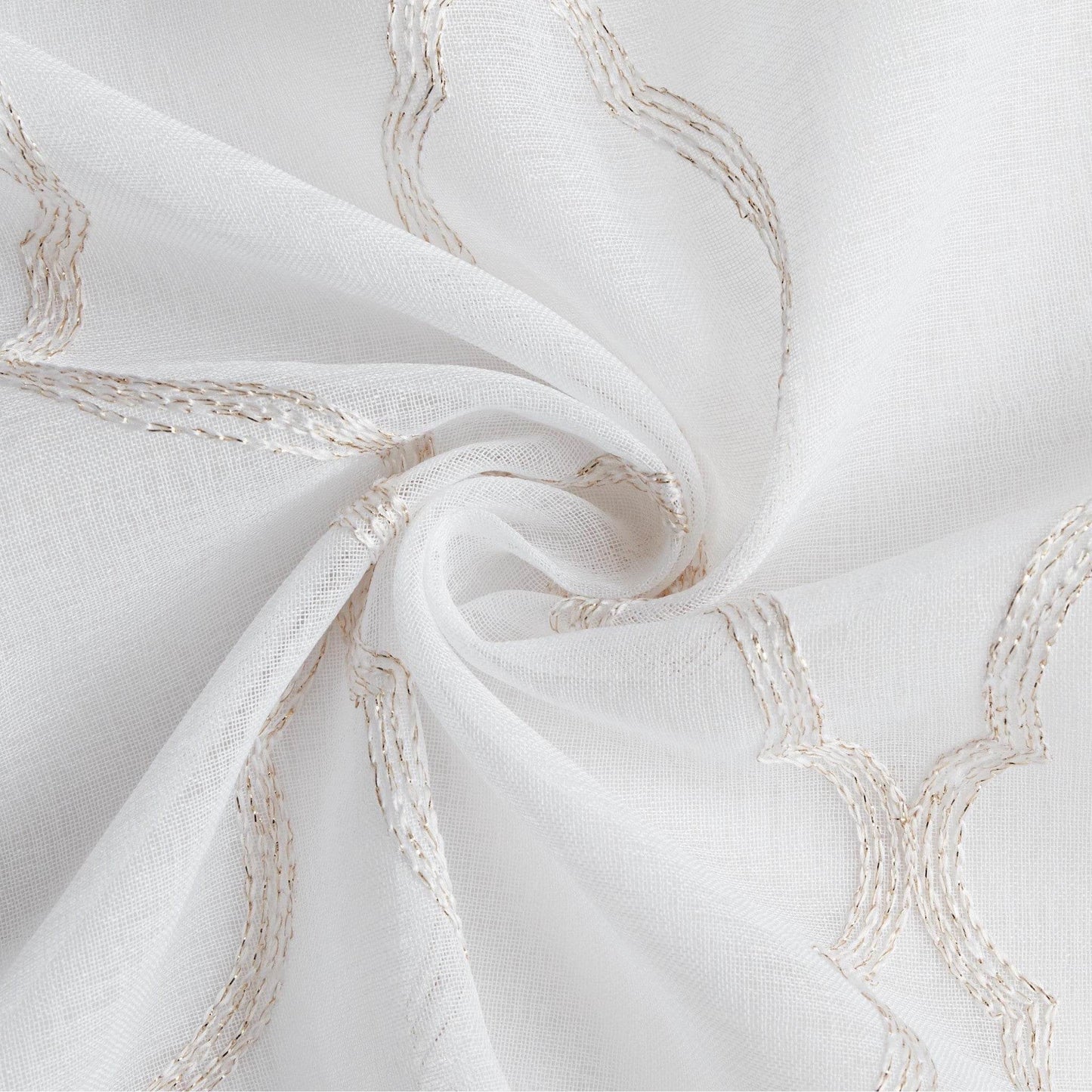 84” Charcoal Trellis Pattern Embroidered Window Curtain Panel - Loft&Timber