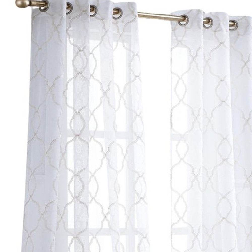 84” Charcoal Trellis Pattern Embroidered Window Curtain Panel - Loft&Timber
