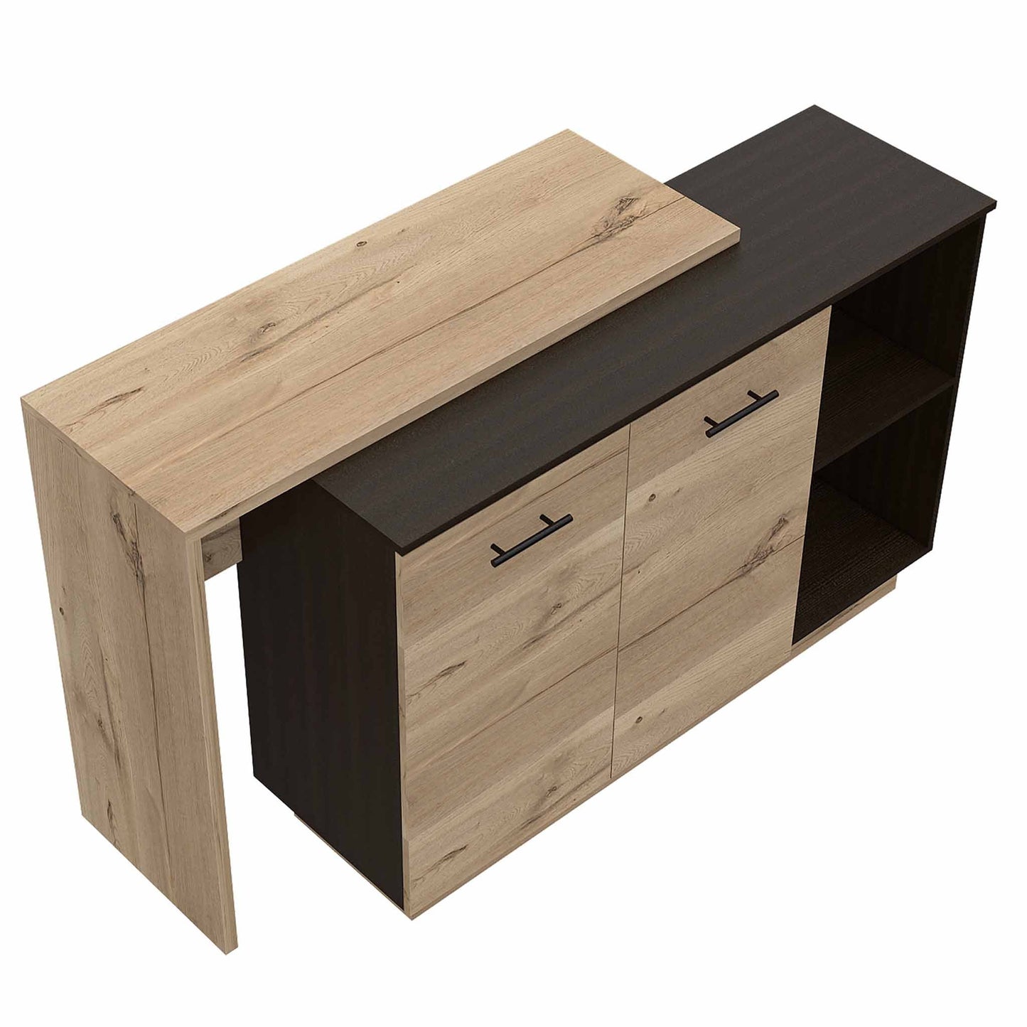 Natural and Natural And Black 59" Kitchen Island With Storage - Loft&Timber