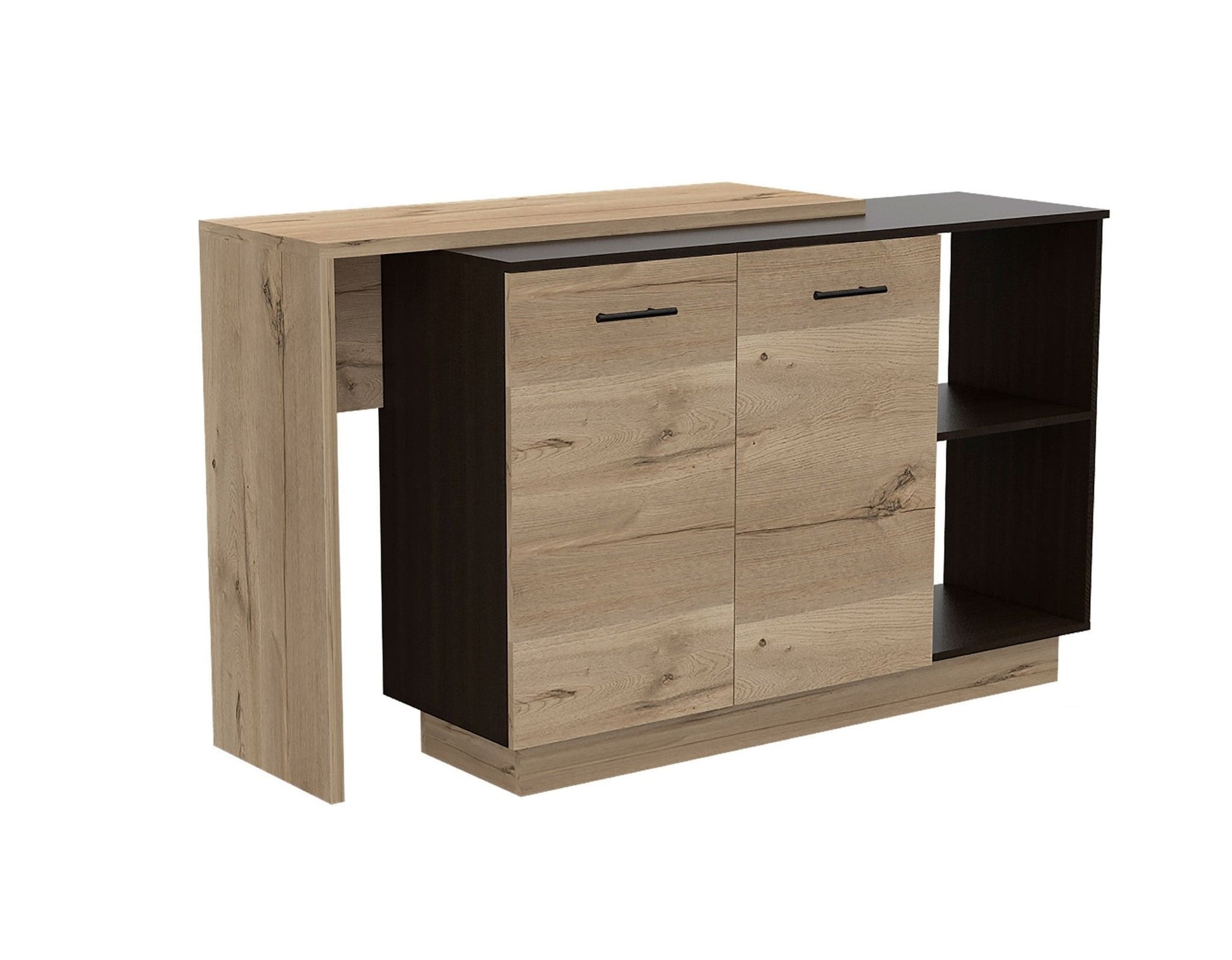 Natural and Natural And Black 59" Kitchen Island With Storage - Loft&Timber