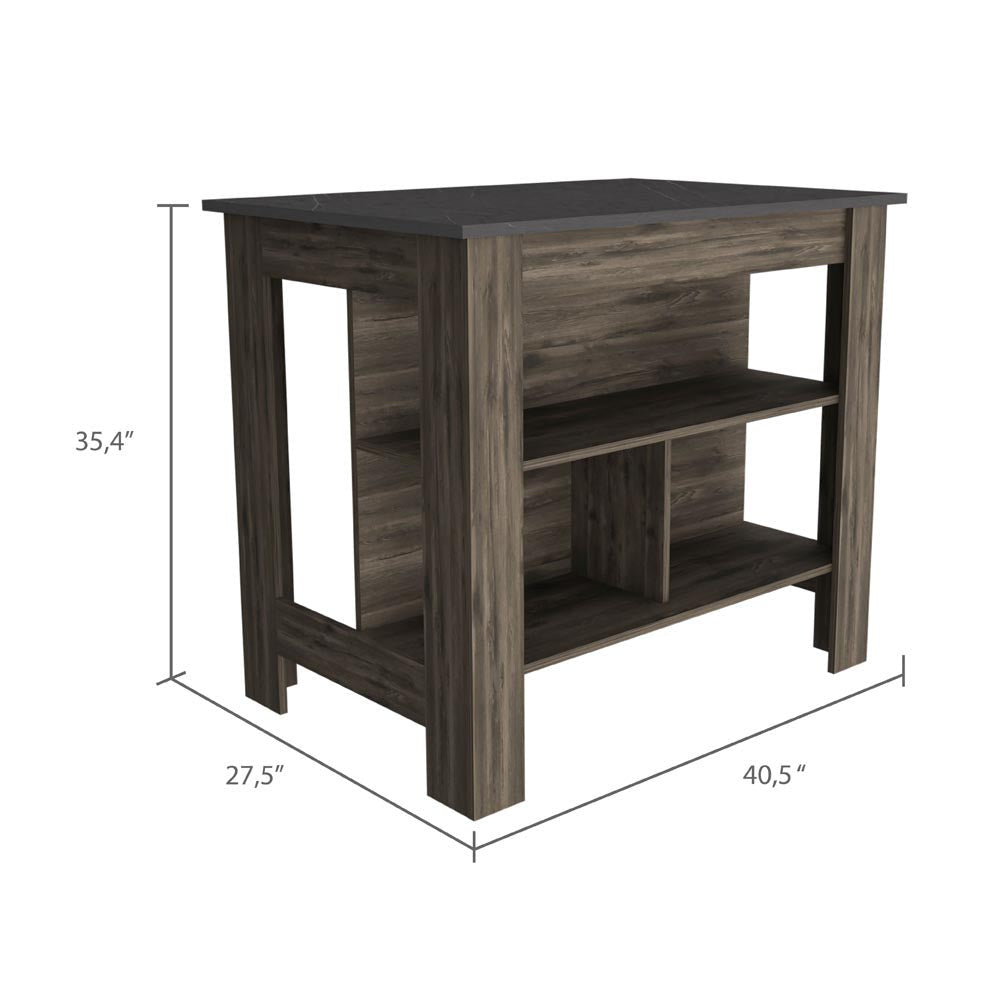 Dark Brown and Brown 41" Kitchen Island With Storage - Loft&Timber