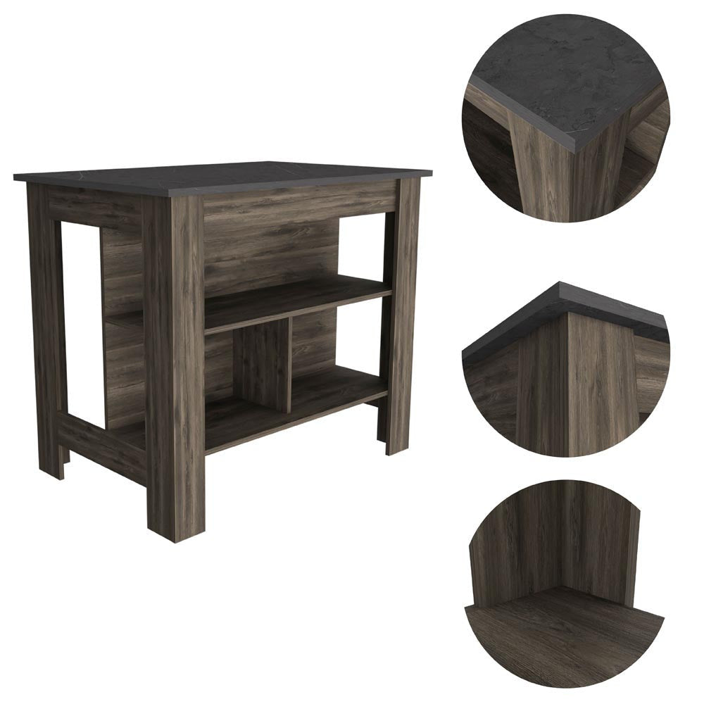 Dark Brown and Brown 41" Kitchen Island With Storage - Loft&Timber