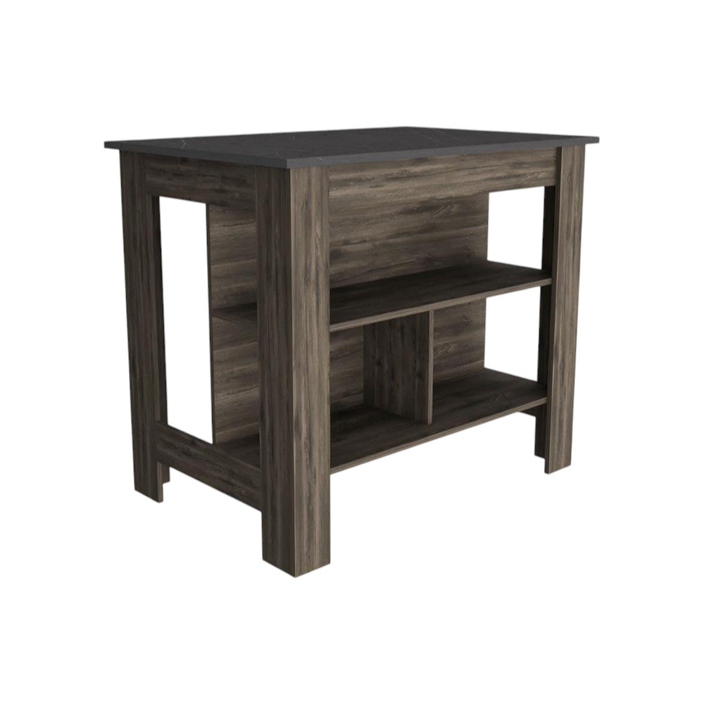 Dark Brown and Brown 41" Kitchen Island With Storage - Loft&Timber