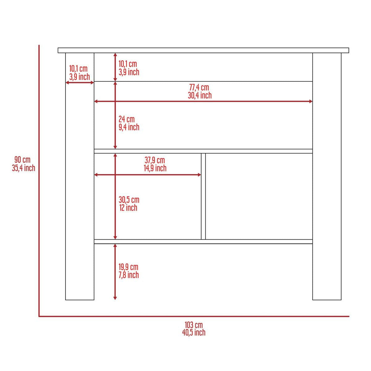 White and Gray 41" Kitchen Island With Storage - Loft&Timber