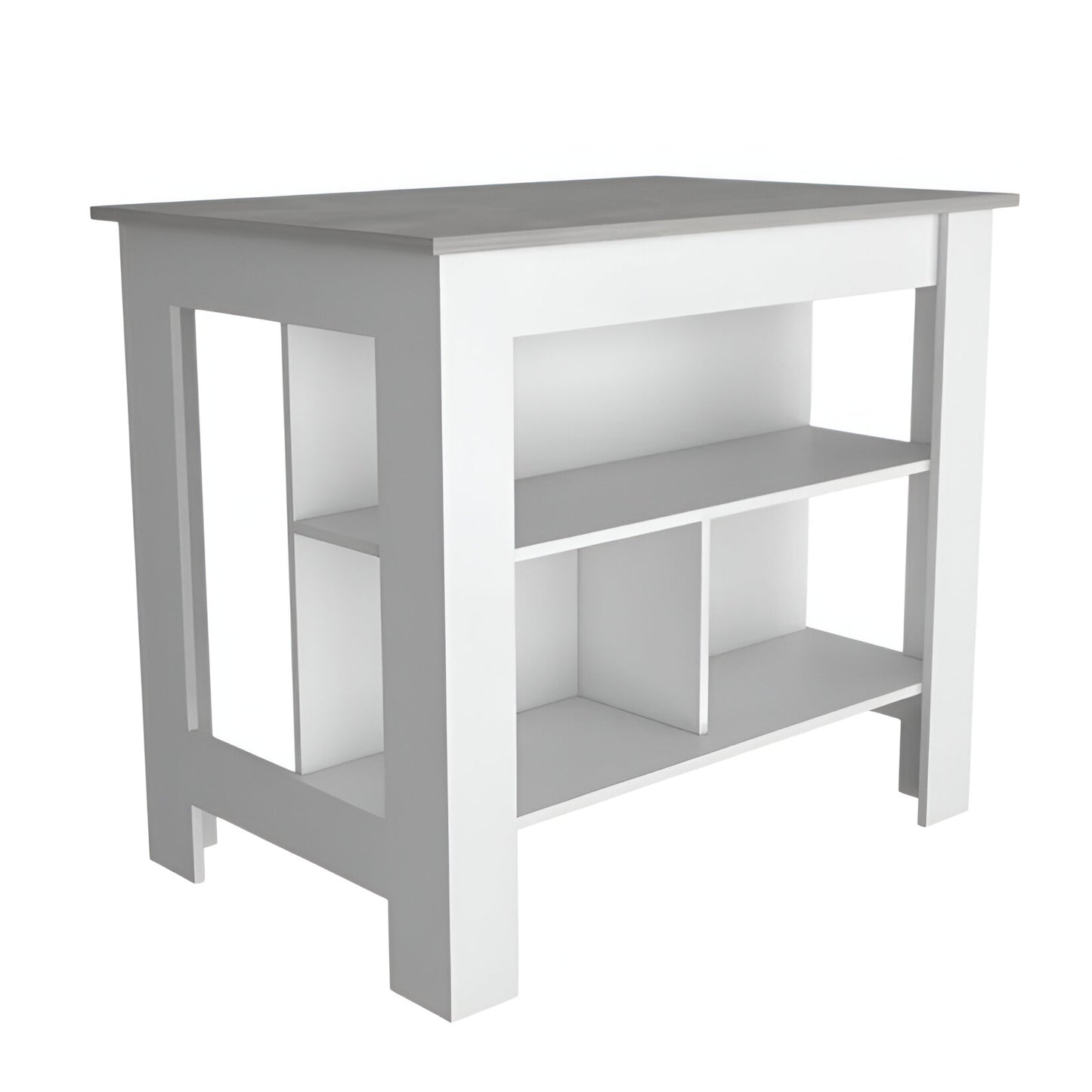 White and Gray 41" Kitchen Island With Storage - Loft&Timber