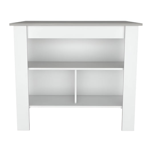White and Gray 41" Kitchen Island With Storage - Loft&Timber