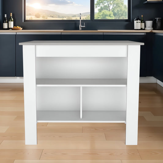 White and Gray 41" Kitchen Island With Storage - Loft&Timber