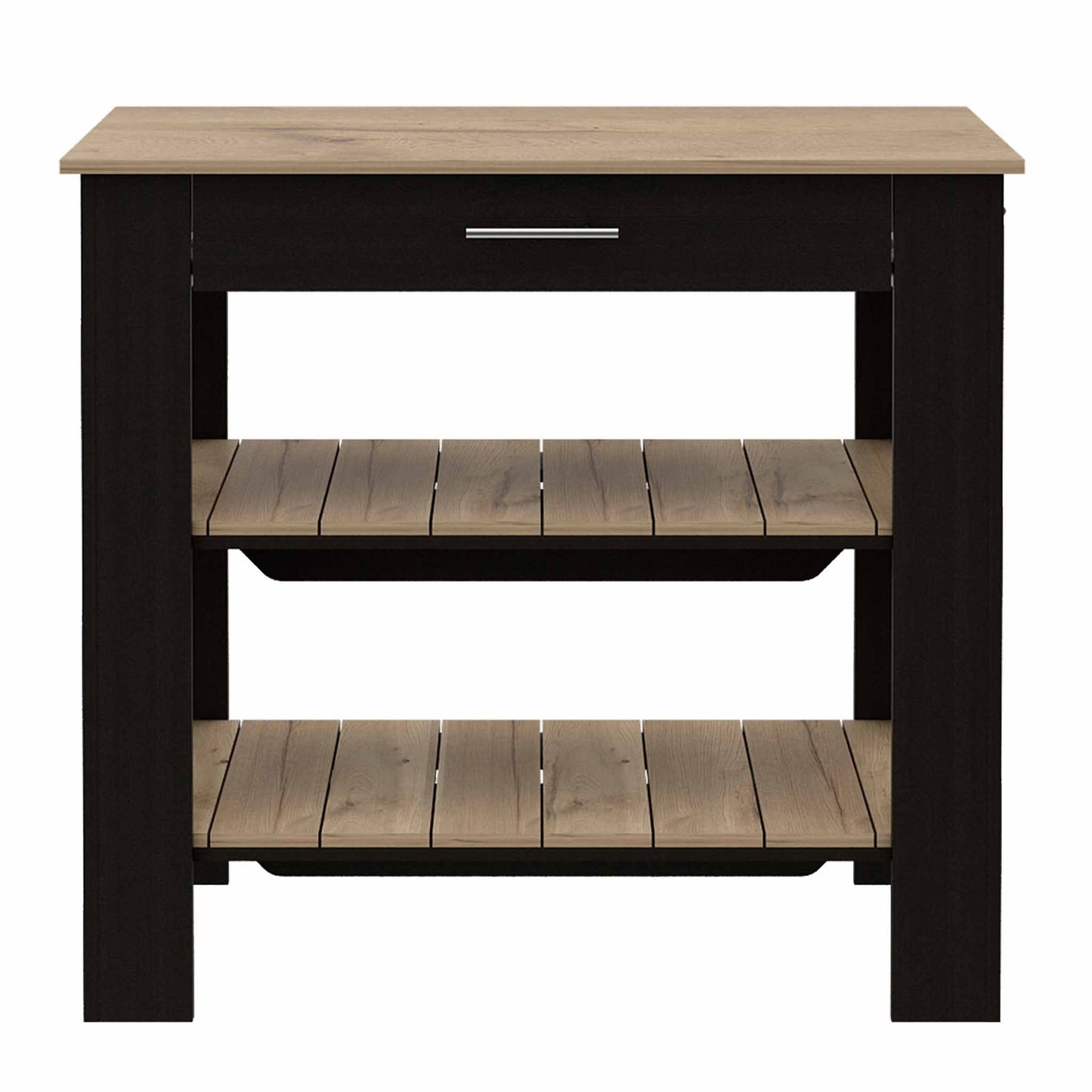Black and Natural 40" Kitchen Island With Storage - Loft&Timber