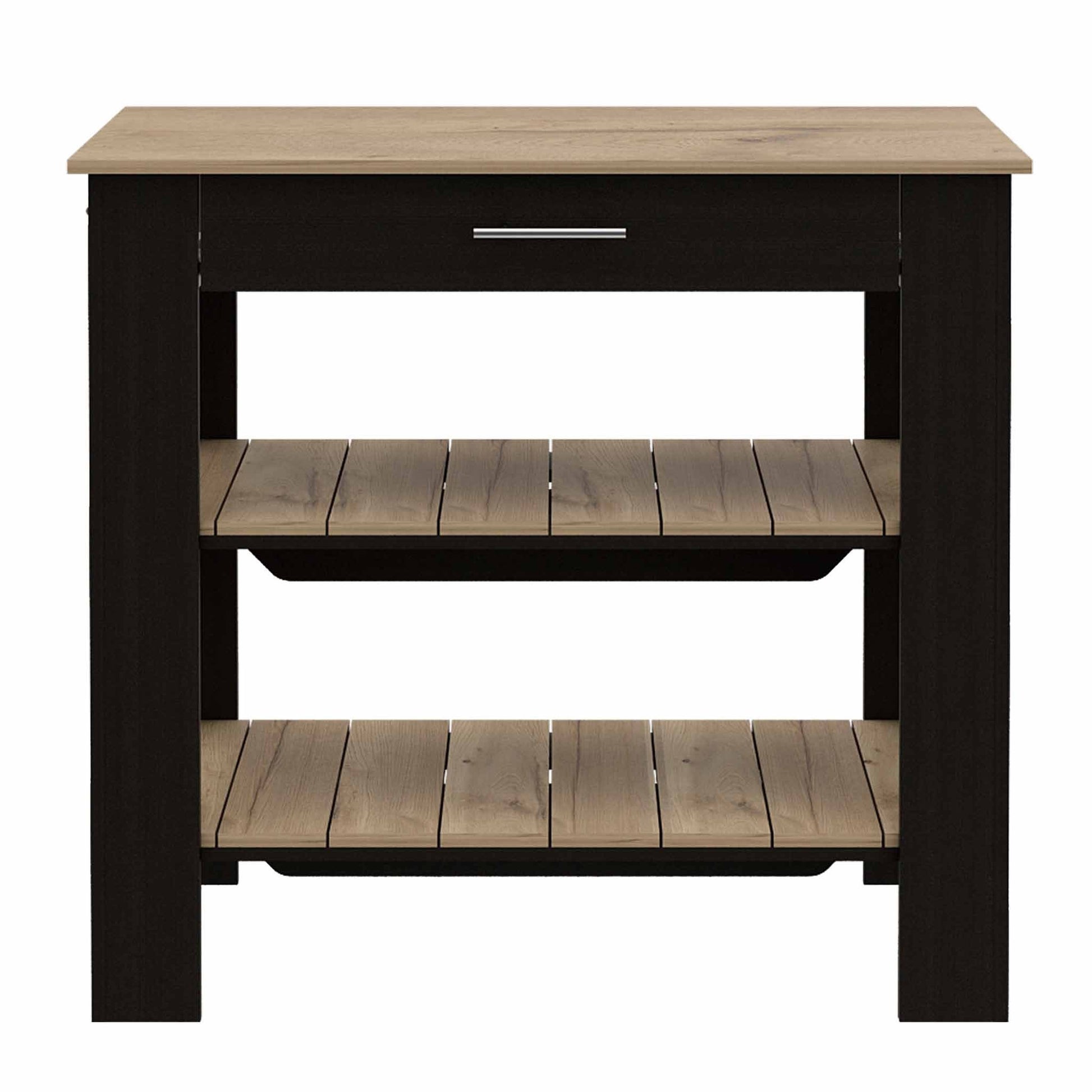 Black and Natural 40" Kitchen Island With Storage - Loft&Timber