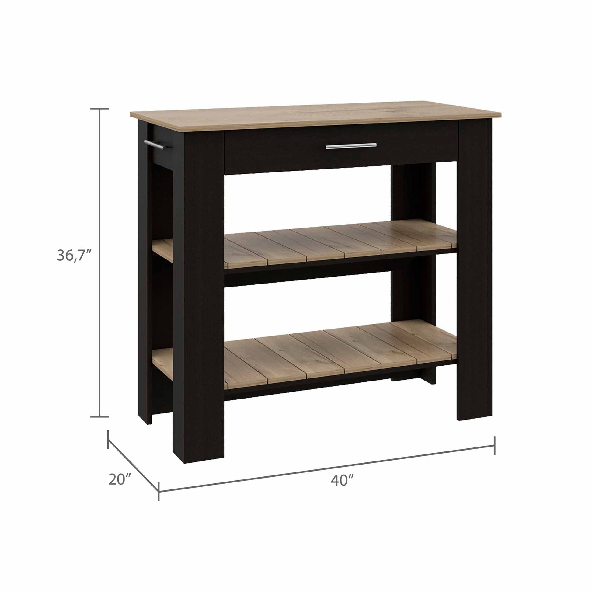 Black and Natural 40" Kitchen Island With Storage - Loft&Timber