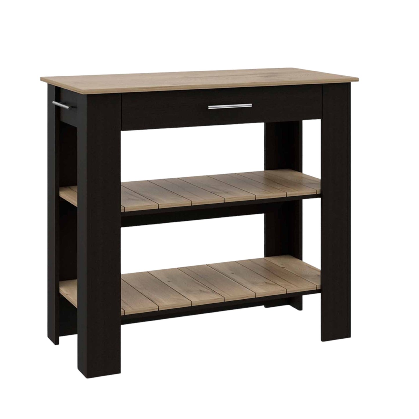 Black and Natural 40" Kitchen Island With Storage - Loft&Timber