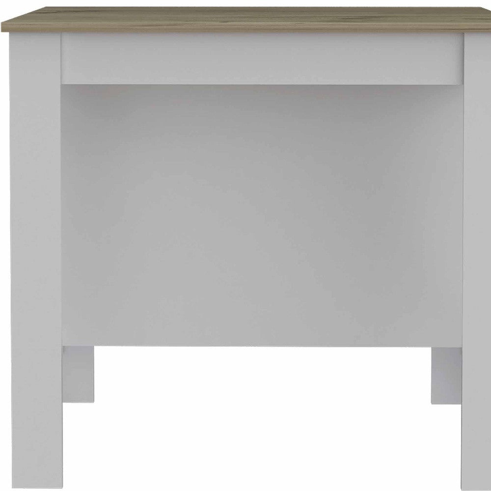 White and Brown 41" Kitchen Island With Storage - Loft&Timber