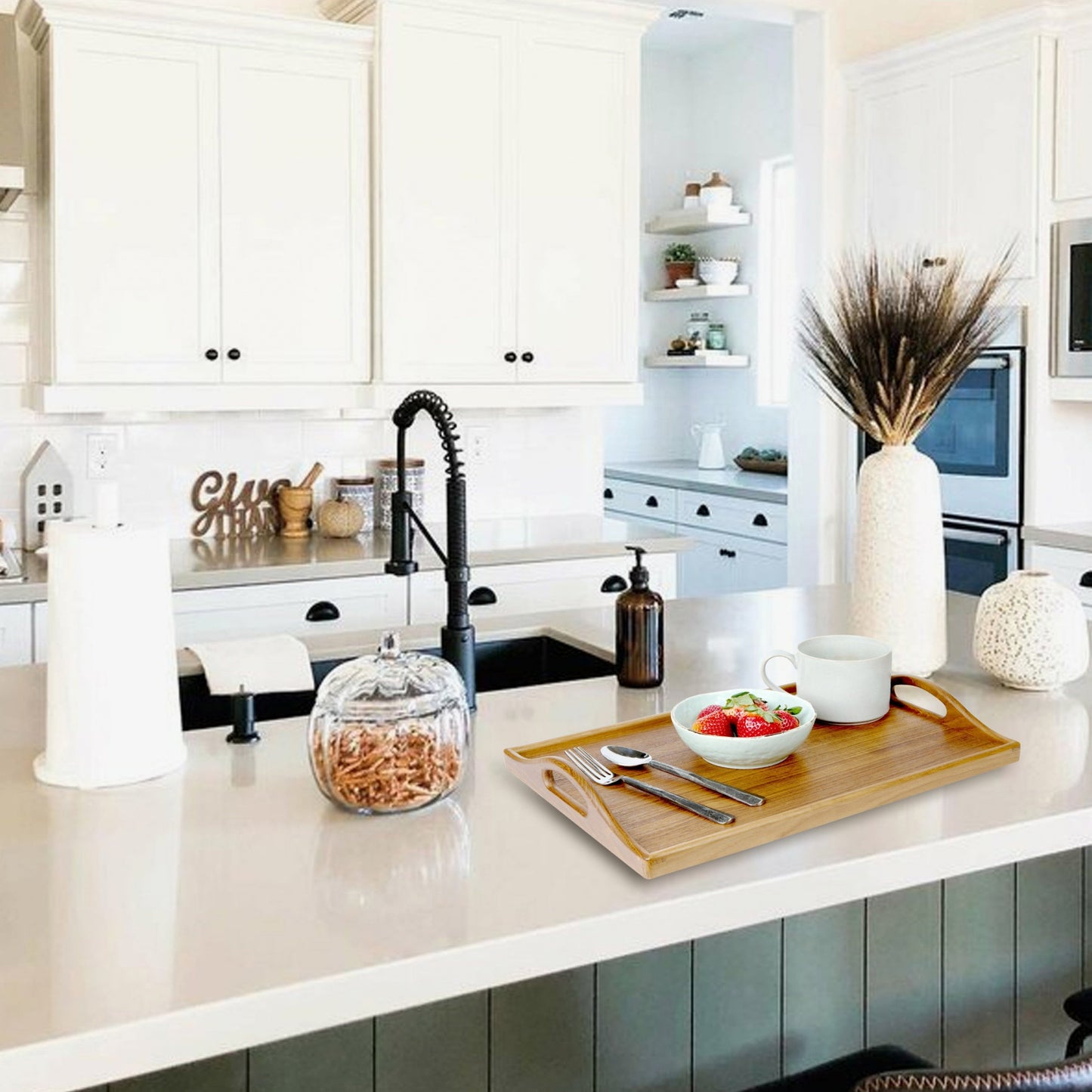 Designer Solid Teak 19" Serving Tray - Loft&Timber