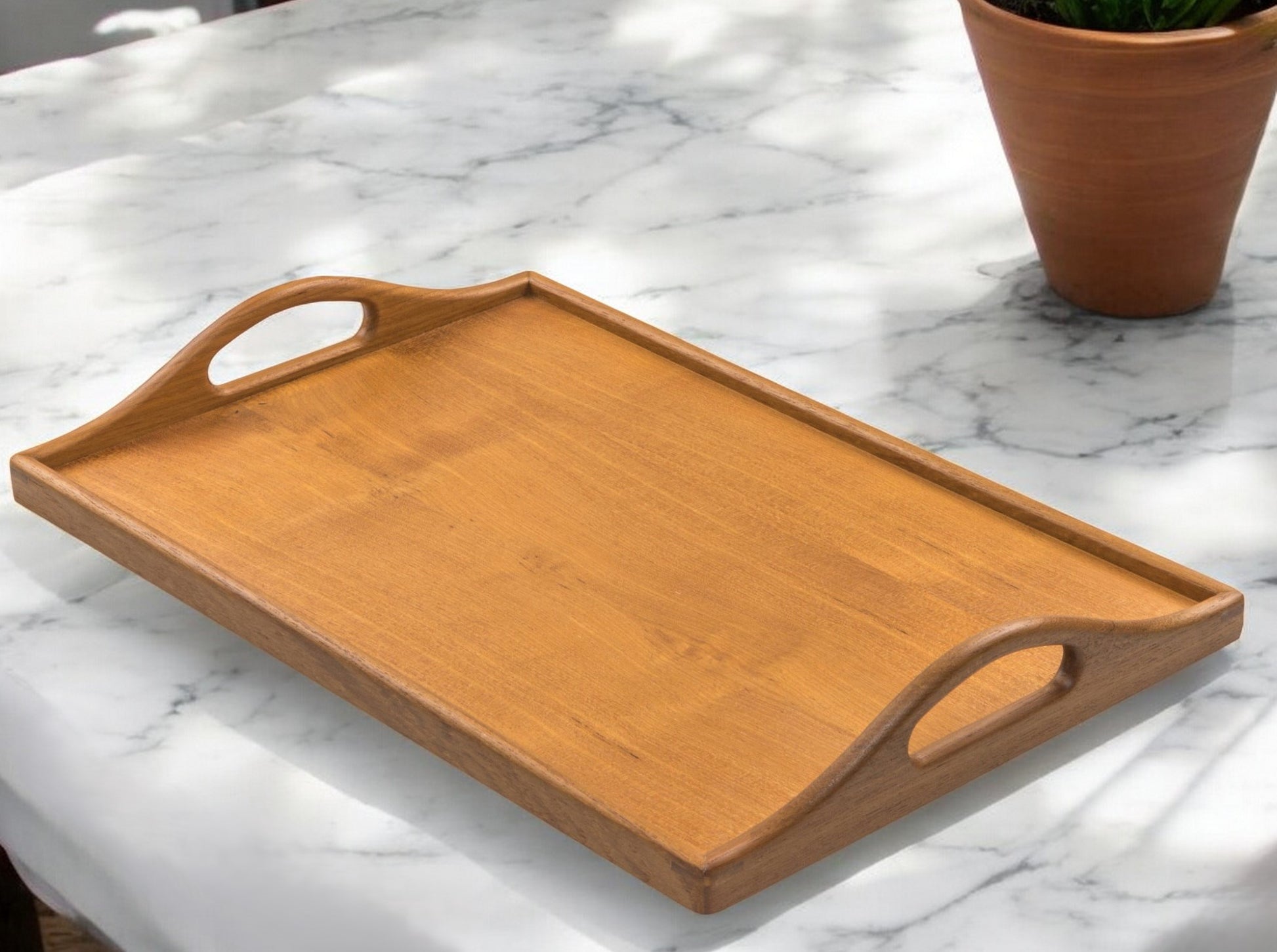 Designer Solid Teak 19" Serving Tray - Loft&Timber