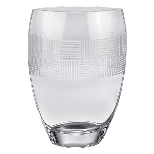 12" Clear With Geometric Pattern Oval Crystal Table Vase - Loft&Timber