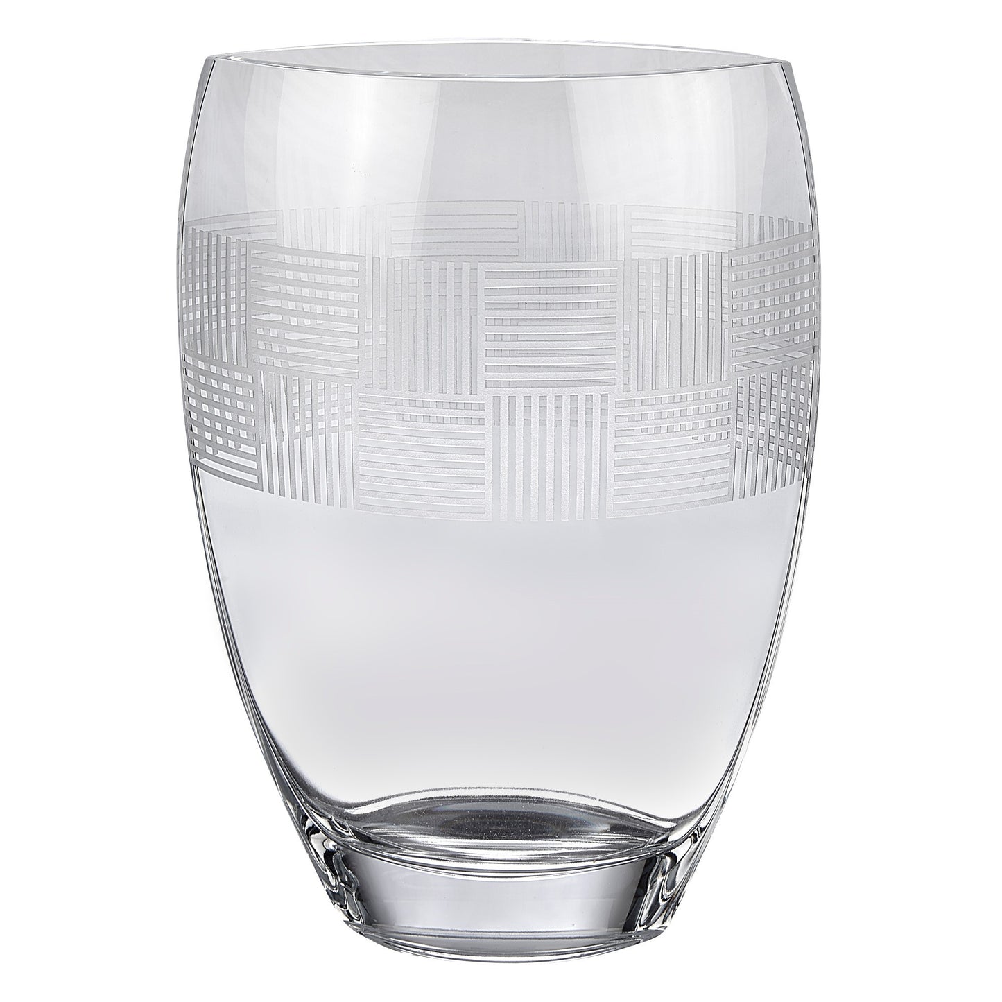 12" Clear With Geometric Pattern Oval Crystal Table Vase - Loft&Timber