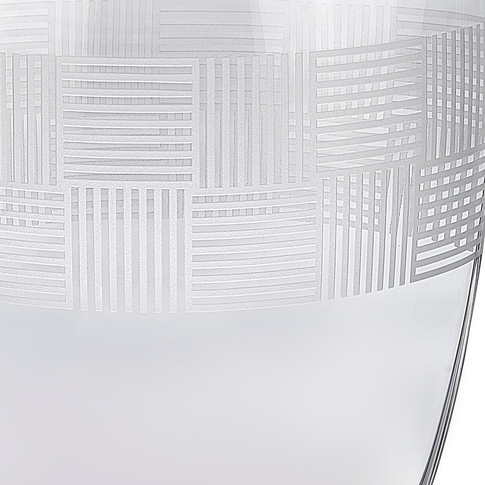 12" Clear With Geometric Pattern Oval Crystal Table Vase - Loft&Timber