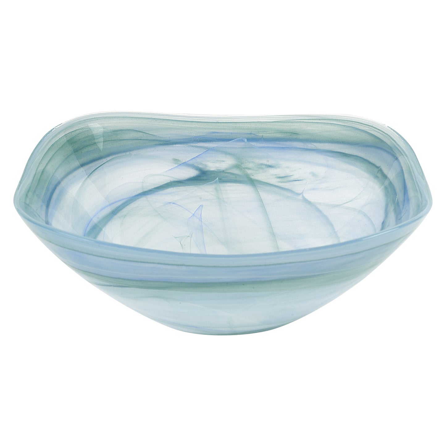 10" Aqua Blue And White Alabaster Glass Square Salad Bowl - Loft&Timber