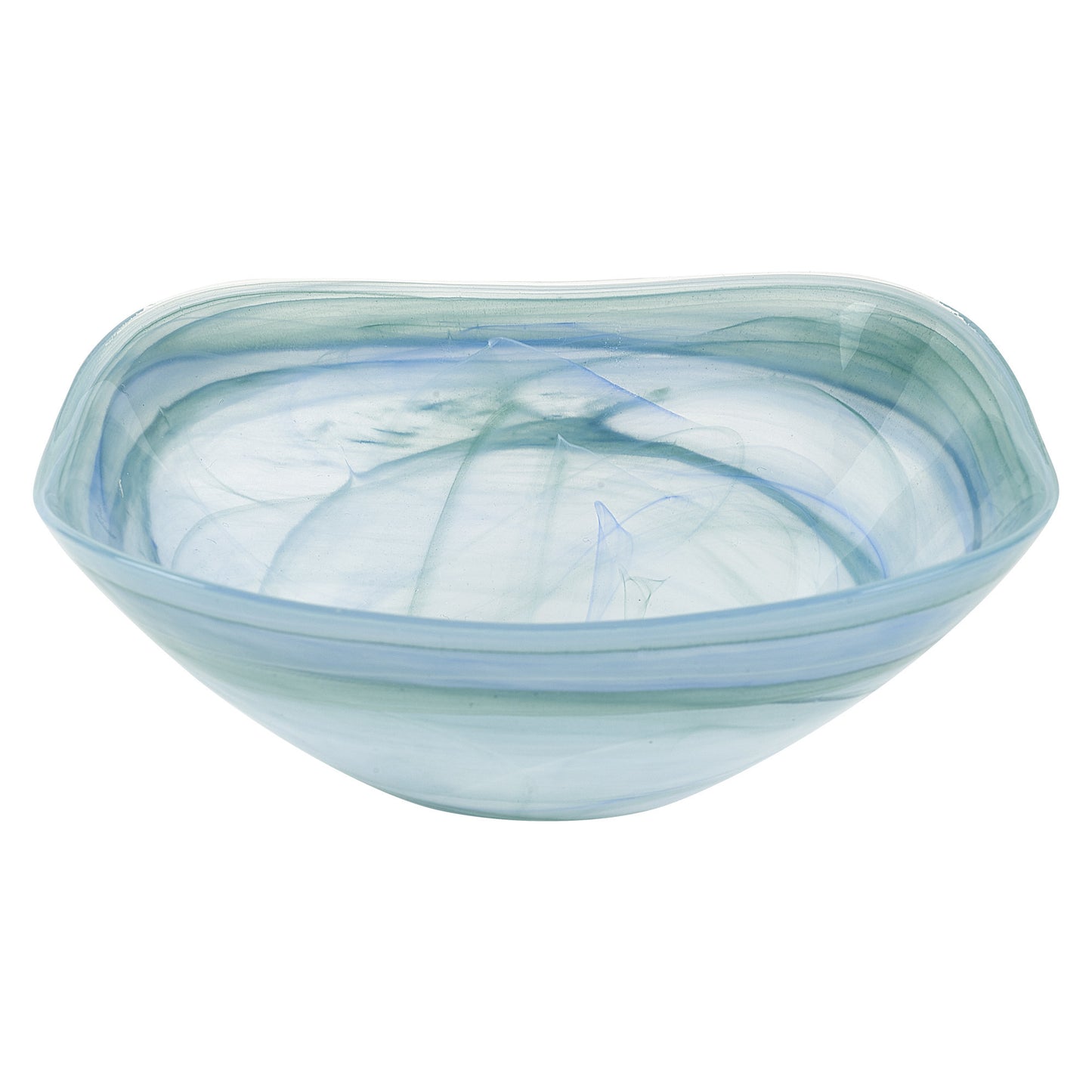 10" Aqua Blue And White Alabaster Glass Square Salad Bowl - Loft&Timber