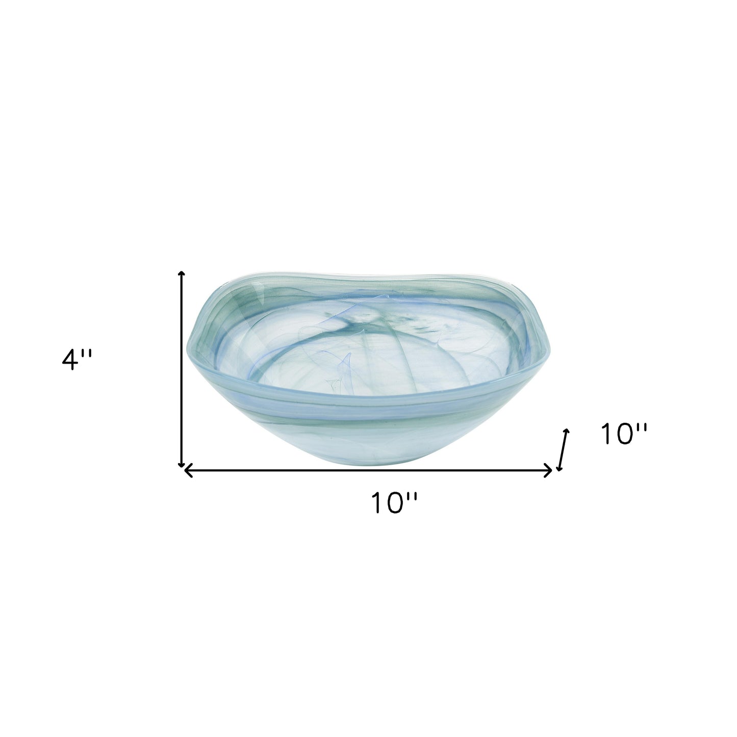 10" Aqua Blue And White Alabaster Glass Square Salad Bowl - Loft&Timber