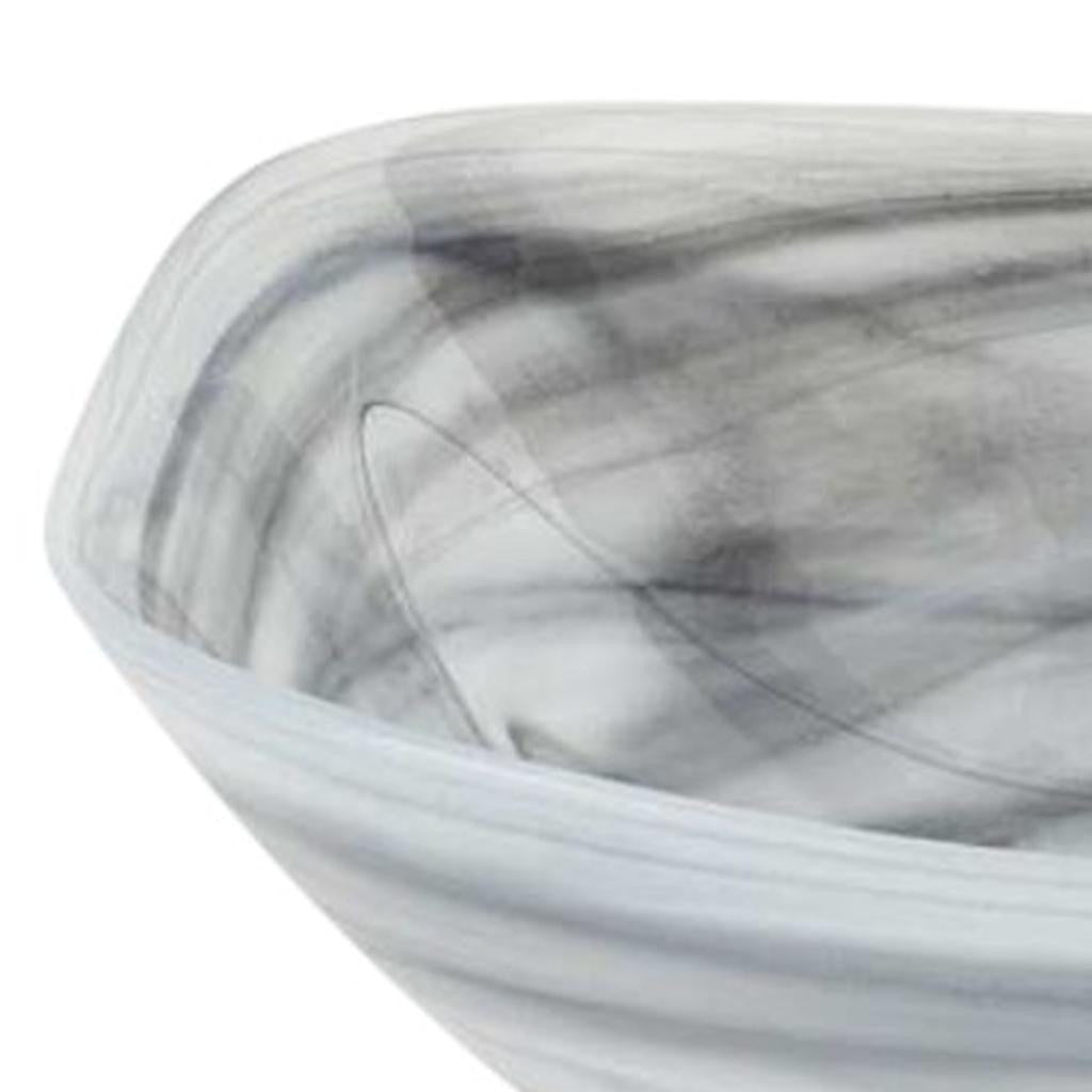 10" Gray And White Alabaster Glass Square Salad Bowl - Loft&Timber