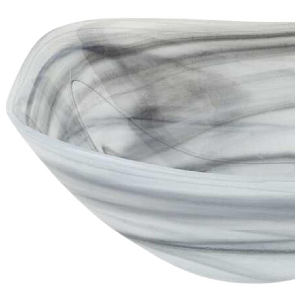 10" Gray And White Alabaster Glass Square Salad Bowl - Loft&Timber