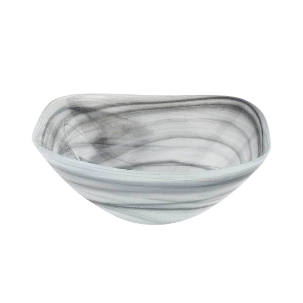 10" Gray And White Alabaster Glass Square Salad Bowl - Loft&Timber