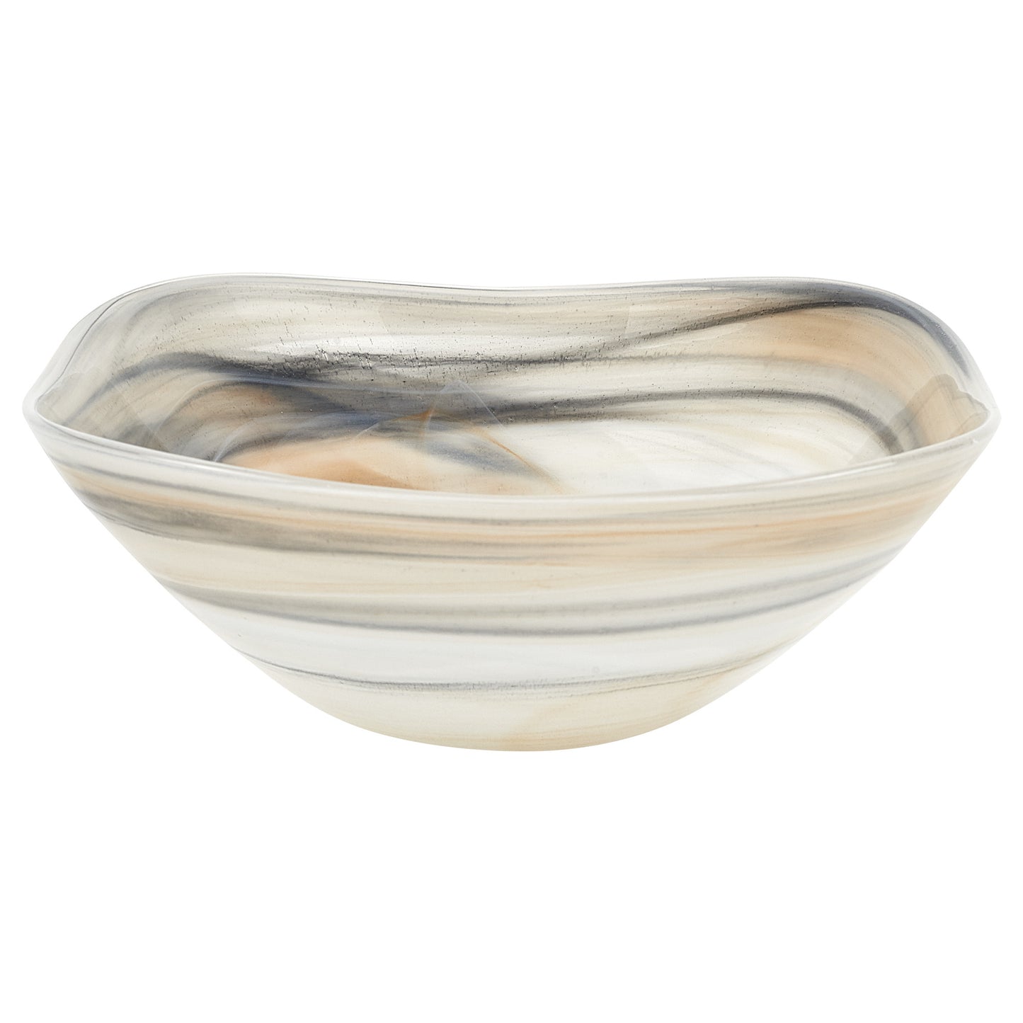 10" Gray Taupe And White Alabaster Glass Square Salad Bowl - Loft&Timber