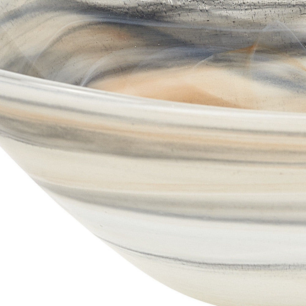 10" Gray Taupe And White Alabaster Glass Square Salad Bowl - Loft&Timber
