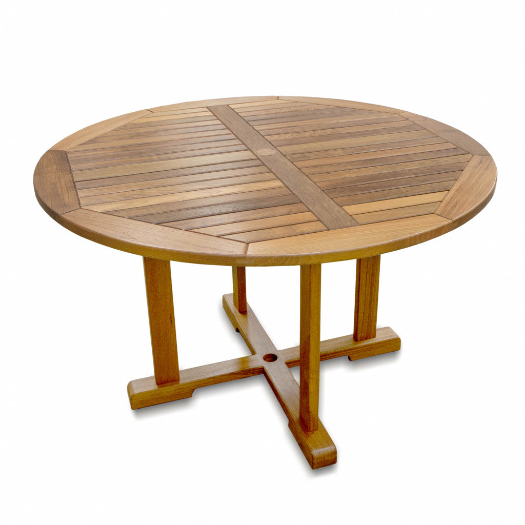 48" Brown Round Solid Teak Wood Dining Table - Loft&Timber