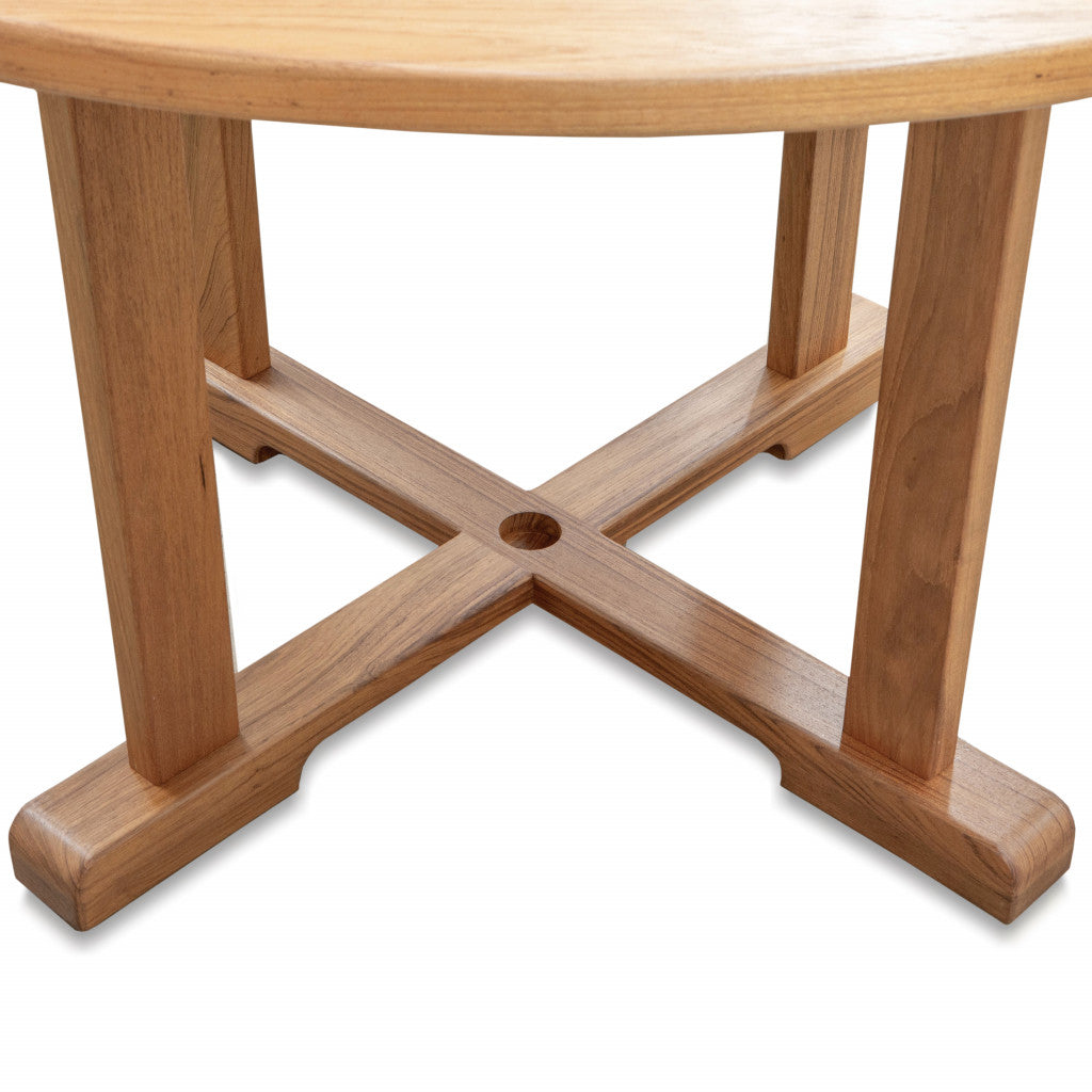 48" Brown Round Solid Teak Wood Dining Table - Loft&Timber