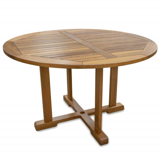 48" Brown Round Solid Teak Wood Dining Table - Loft&Timber
