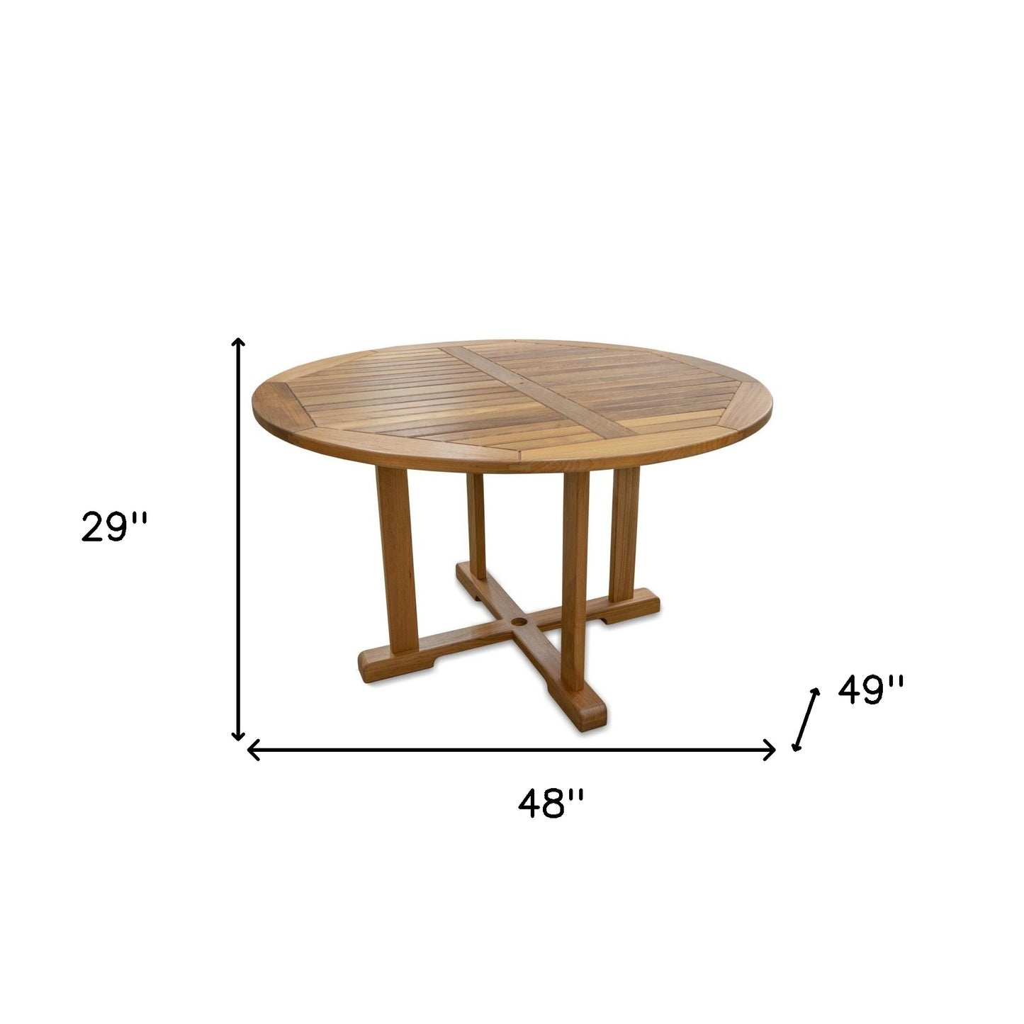 48" Brown Round Solid Teak Wood Dining Table - Loft&Timber